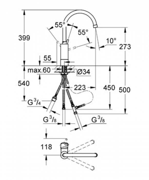 Смеситель для мойки GROHE Concetto New 32666001. Фото