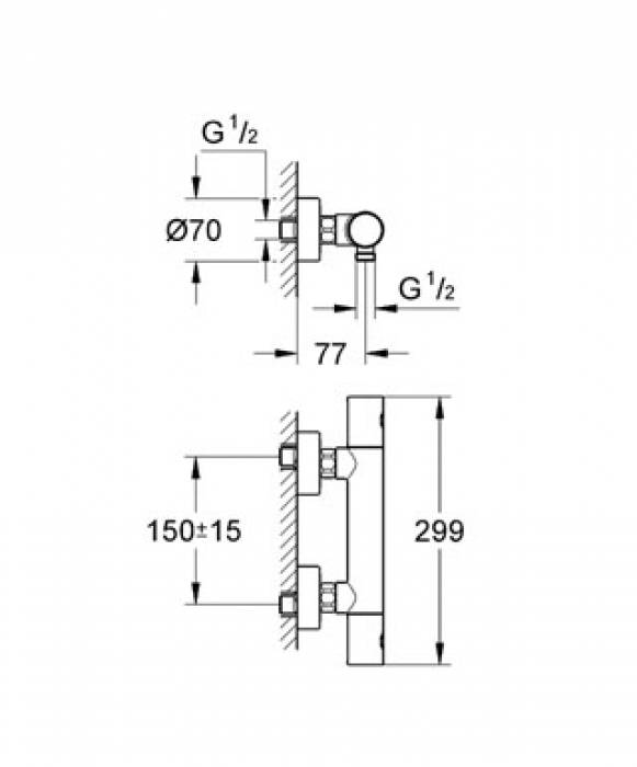 Термостат для душа GROHE Grohtherm 1000 34065000. Фото