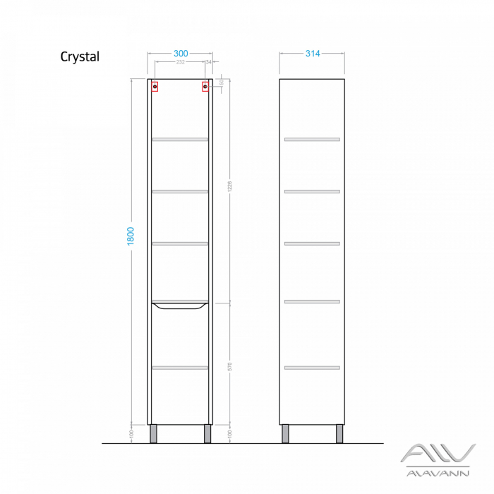 Шкаф-пенал ALAVANN Crystal 30. Фото
