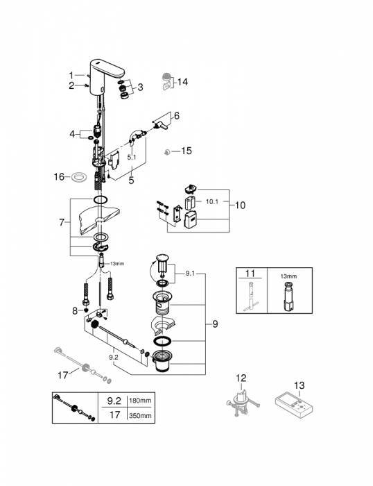 GROHE 36331001 Eurosmart Cosmopolitan E Инфракрасная электроника для раковины
со смешиванием, 6V. Фото