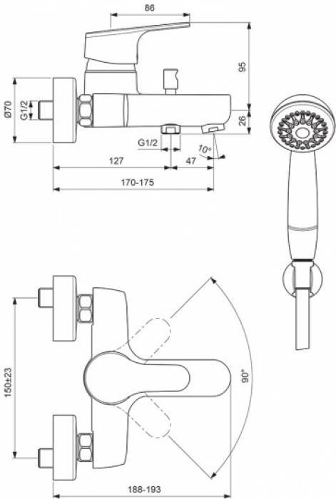 Смеситель для ванны VIDIMA Flow BA223AA. Фото