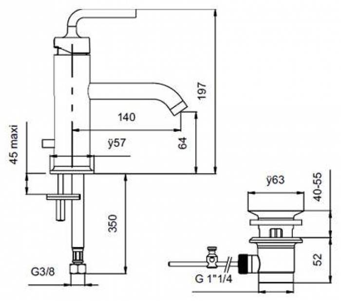 Смеситель для раковины Jacob Delafon Purist E14402-4A-CP. Фото