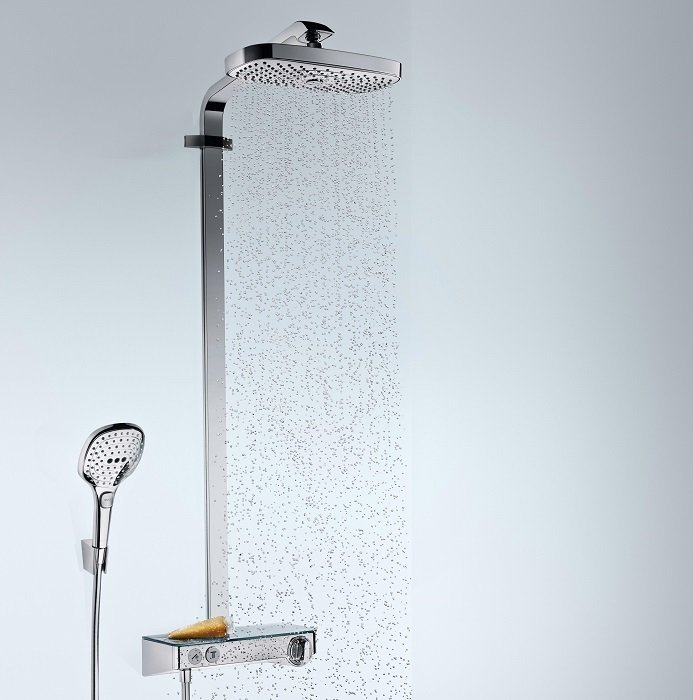 Душевая стойка Hansgrohe Raindance Select Push 300 2jet Showerpipe белый/хром 27126400. Фото
