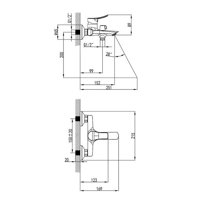 Смеситель для ванны Amplex Milardo AMPSB02M02. Фото