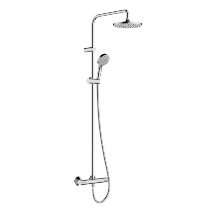 Душевая система Showerpipe 230 1jet с термостатом Hansgrohe Vernis Shape Green 26318000 хром. Фото