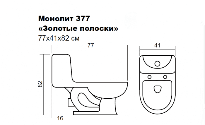 Унитаз-монолит EVA GOLD 377 QQ Золотые Полоски. Фото
