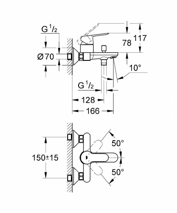 GROHE 23334000 BauEdge Смеситель для ванны. Фото