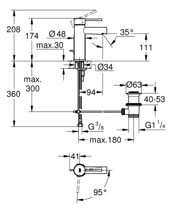 GROHE 23379001 Essence+ Смеситель для раковины, S-size. Фото