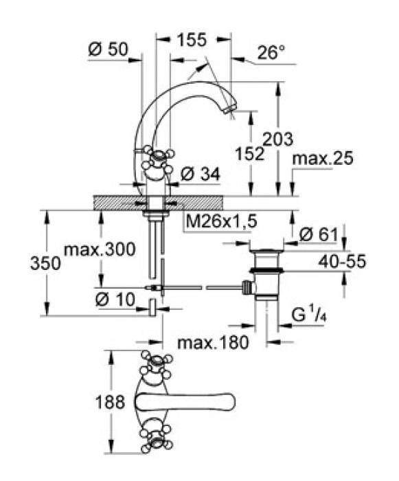 Смеситель для раковины GROHE Sinfonia 21014IG0. Фото