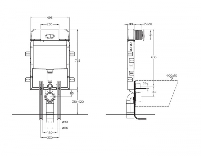 Инсталляция для приставного унитаза BelBagno BB020. Фото