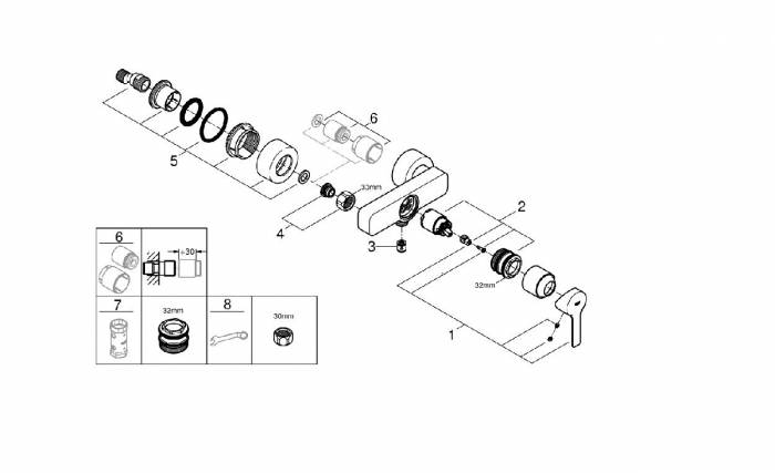 GROHE 33865001 Lineare New Смеситель однорычажный для душа, внешний монтаж. Фото