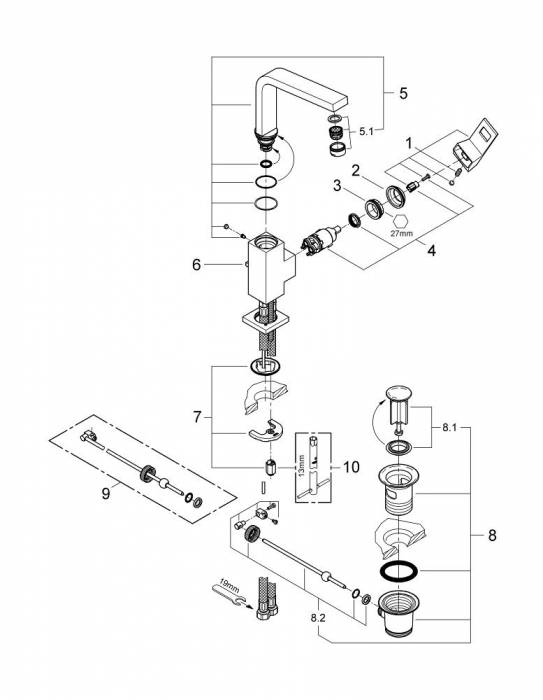 Смеситель для раковины GROHE Eurocube 2313500E. Фото