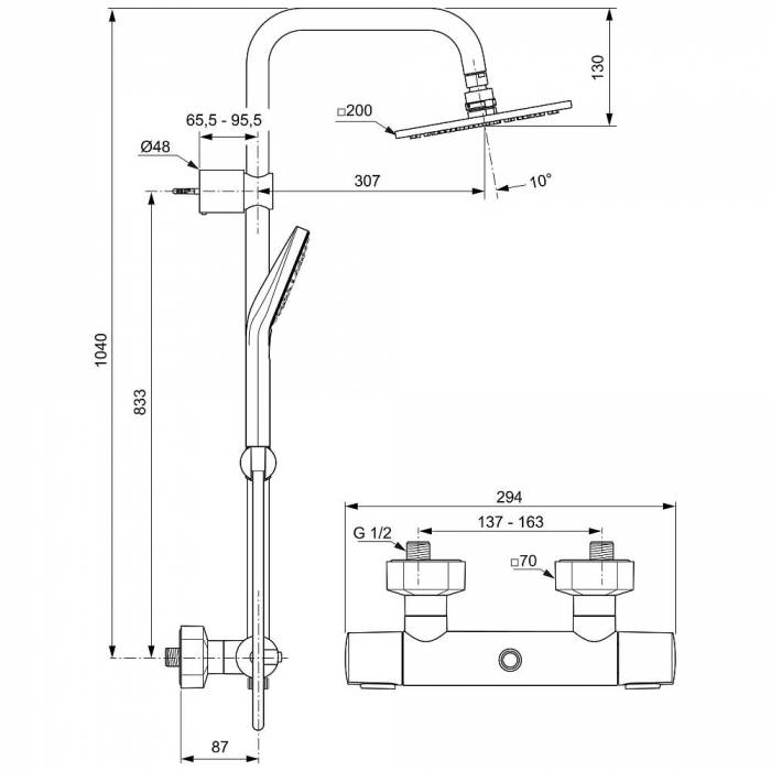 Душевая система IDEAL STANDARD Idealrain Cube Evo A6985AA. Фото