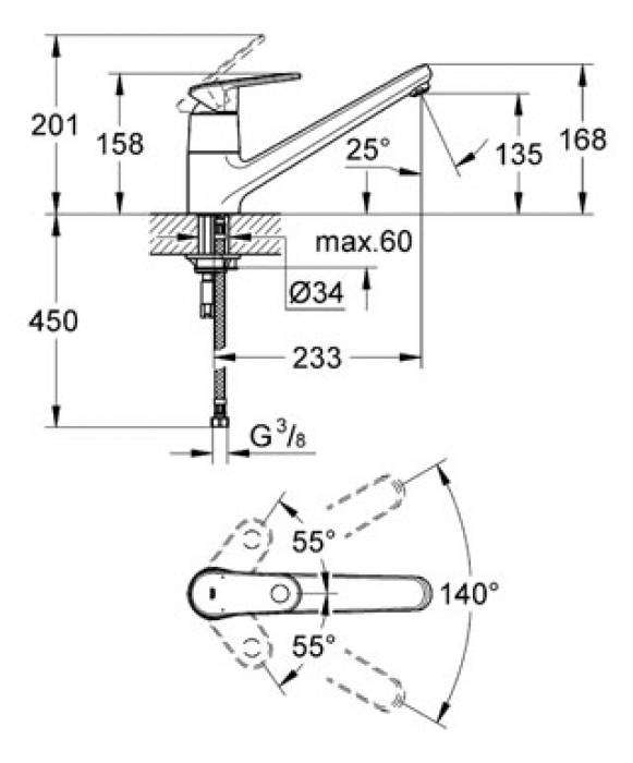 Смеситель для мойки GROHE Europlus 32941002. Фото
