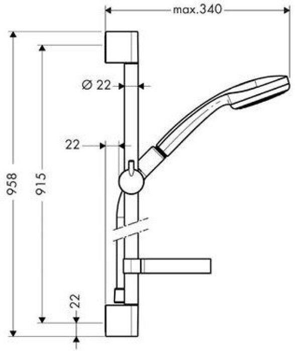 Душевой гарнитур Hansgrohe Croma 100 1jet/Unica 90cm 27724000. Фото