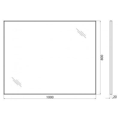 Зеркало в алюминиевой раме BELBAGNO SPC-AL-1000-800. Фото