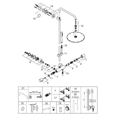 GROHE 27966000 Rainshower Душевая система с термостатом для душа с верхним душем Rainshower Cosmo 310 мм. Фото