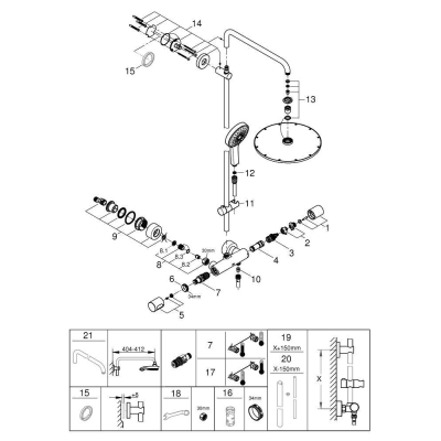 GROHE 27968000 Rainshower Душевая система с термостатом для душа с верхним душем Rainshower Cosmo 310 мм. Фото