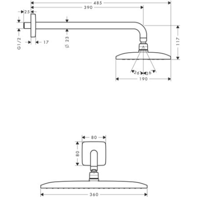 Верхний душ Hansgrohe Raindance E 360Air 1jet 27376000. Фото