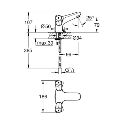 Смеситель для раковины GROHE Costa L 21100001. Фото