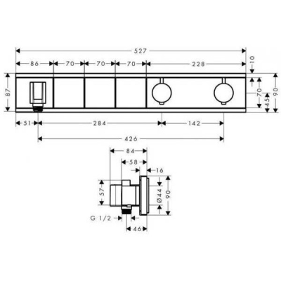 Термостат для душа Hansgrohe RainSelect 15356400 на 3 потребителя. Фото