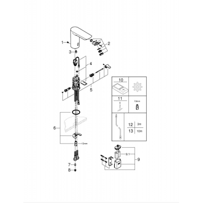 Смеситель для раковины GROHE 36451000 Bau Cosmopolitan E, хром. Фото