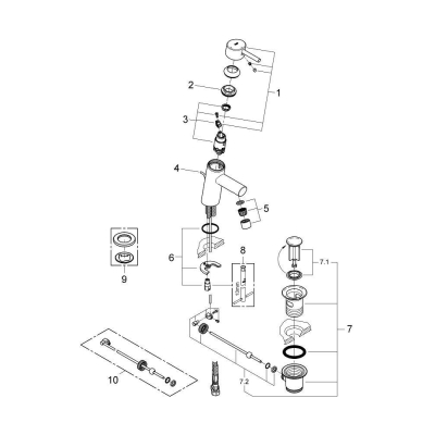 Смеситель для раковины GROHE 2338010e Concetto с донным клапаном и энергосберегающим картриджем, хром (2338010e). Фото