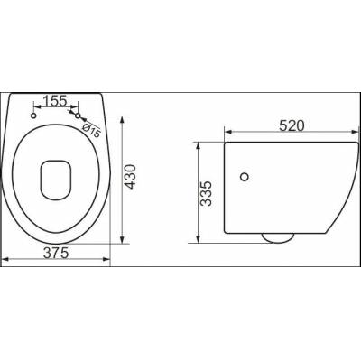 Чаша унитаза подвесного безободкового BELBAGNO Prospero BB507B. Фото