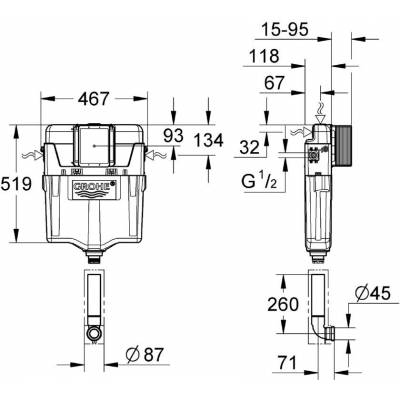 Смывной бачок скрытого монтажа GROHE GD2 38661000. Фото