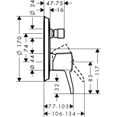 Смеситель для ванны Hansgrohe Metropol Classic 31345000 (внешняя часть). Фото