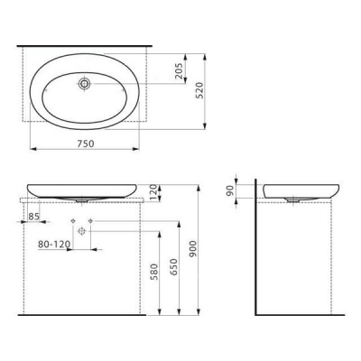 Раковина полувстраиваемая LAUFEN Alessi IL Bagno LCC 75x52 8.1897.2.400.104.1. Фото