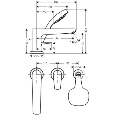 Смеситель для ванны Hansgrohe Talis E 71731000. Фото