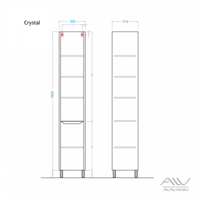 Шкаф-пенал ALAVANN Crystal 30. Фото