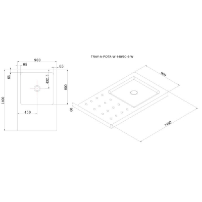 Душевой поддон акриловый CEZARES TRAY-A-PORTA-W-140/90-6-W. Фото