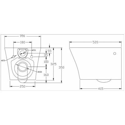 Чаша унитаза безободкового подвесного BELBAGNO Flay-R BB506CH. Фото