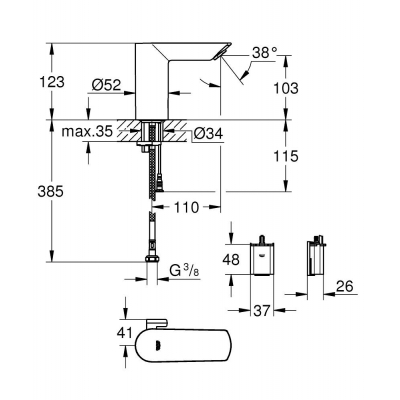 Смеситель для раковины GROHE 36451000 Bau Cosmopolitan E, хром. Фото