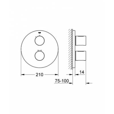 Термостат для душа GROHE Grohtherm Cosmopolitan 3000 19467000 (внешняя часть). Фото