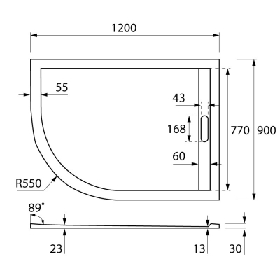 Душевой поддон из искусственного мрамора CEZARES TRAY-AS-RH-120/90-550-30-W-R. Фото