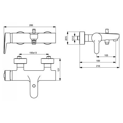 Смеситель для ванны IDEAL STANDARD Connect B9921AA. Фото