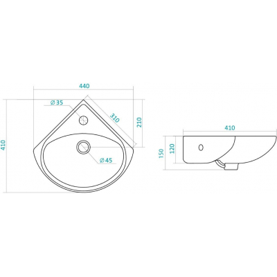 Умывальник угловой SANTEK Ирис 44х41 1.WH11.0.514. Фото
