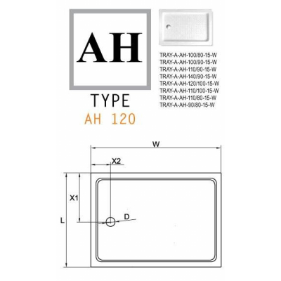 Душевой поддон акриловый CEZARES TRAY-A-AH-120/100-15-W. Фото