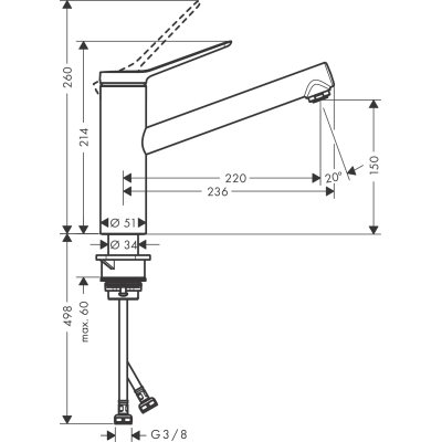 74802000 HANSGROHE  Zesis M33 150 смеситель для кухни 1jet. Фото