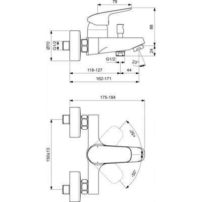 Смеситель для ванны IDEAL STANDARD Ceraflex B1721AA. Фото